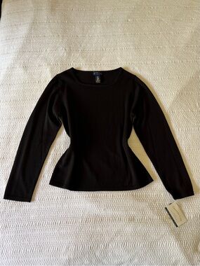 NWT Vintage 90s Charter Club Classics Extra Fine Merino Wool Black Sweater Large
